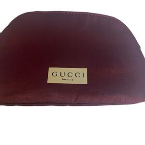 Gucci Beauty Wine Red Cosmetic Pouch with Gold Logo NWT